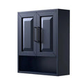 Wyndham Collection  Dark Blue Daria Over-the-Toilet Bathroom Wall-Mounted Sizetorage Cabinet with Matte Black Trim