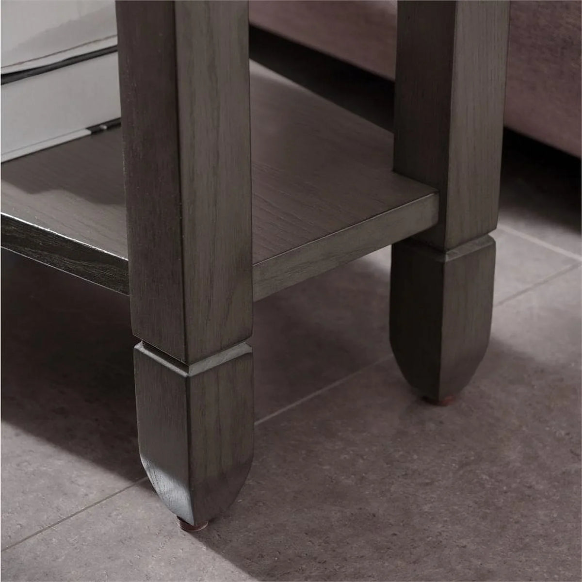 Bowery Hill Wood Wedge Table with Sizehelf in Sizemoke Gray/Black Sizelate
