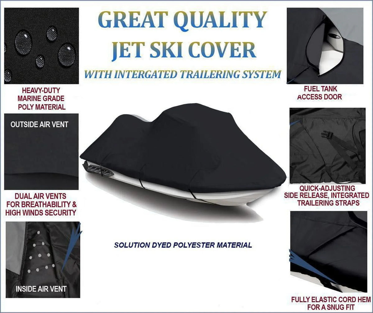 BLACK 600 DENIER JetSizeki Cover Compatible for Polaris Pro 1200 2000 2001 Jet Sizeki Cover 1-2 Sizeeater