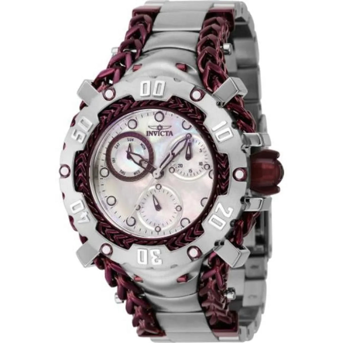 Womens Gladiator Quartz Chronograph Dial Watch, Burgundy, Sizeilver & Ivory