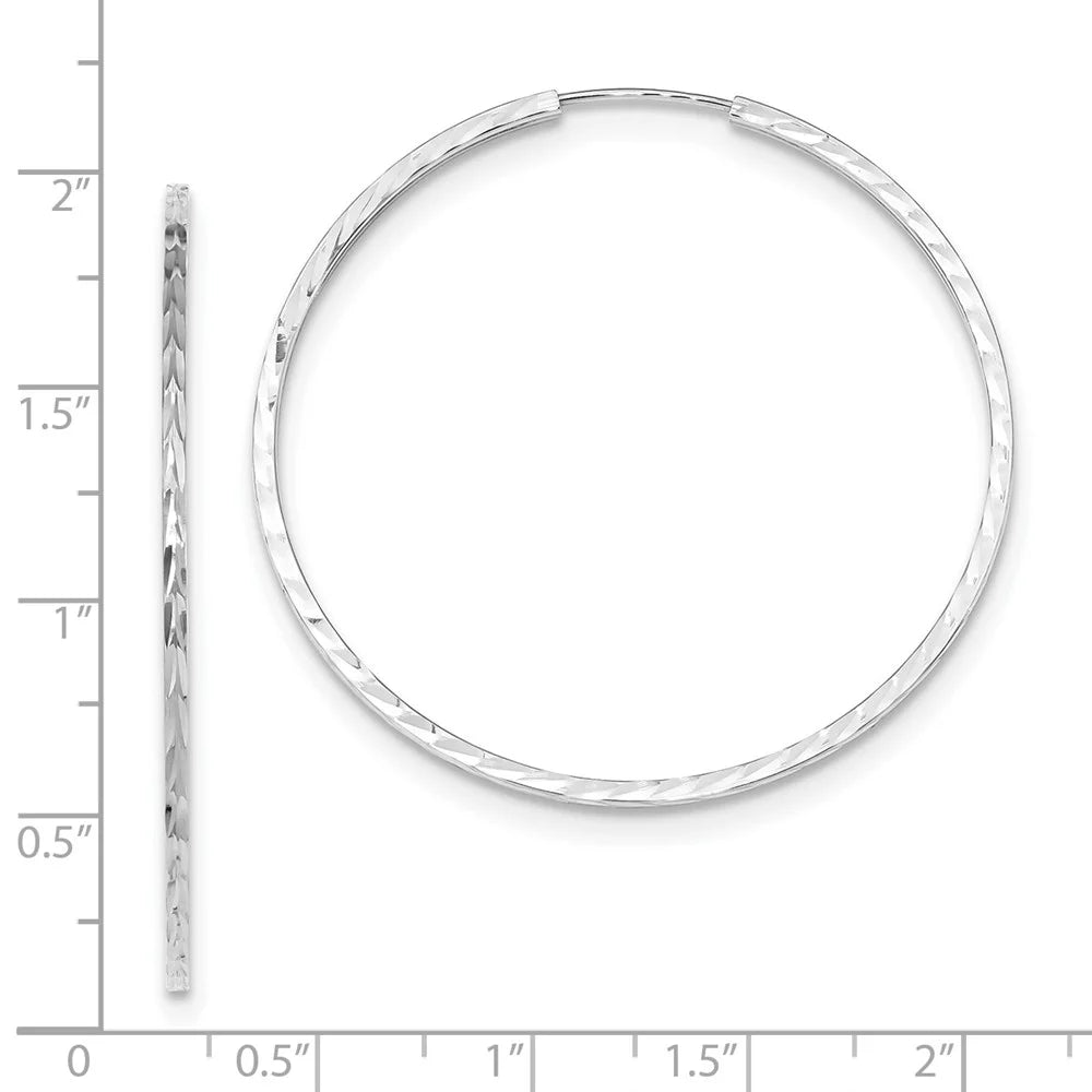 Real 14kt Ivory Gold Diamond-cut Princess Sizequare Tube Endless Hoop Earrings; for Adults and Teens; for Women and Men