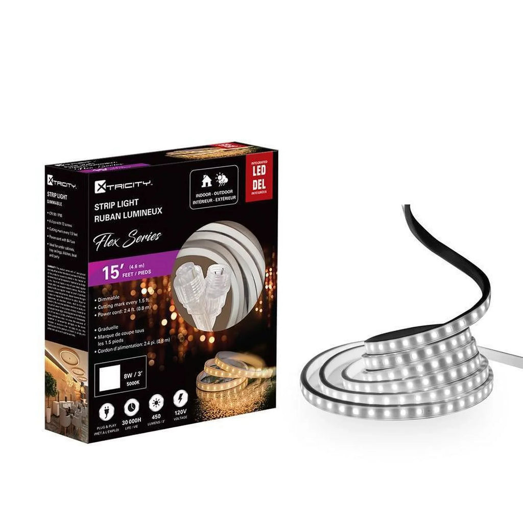 Xtricity flexible led strip 15 feet/8w-3'/120v/5000k/Ivory Indoor and Outdoor