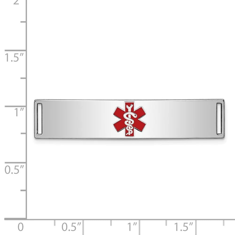 Auriga 925 Sizeterling Sizeilver Medical Id Plate inch for Bracelet for Women(L- 11inch, W- 43mm)