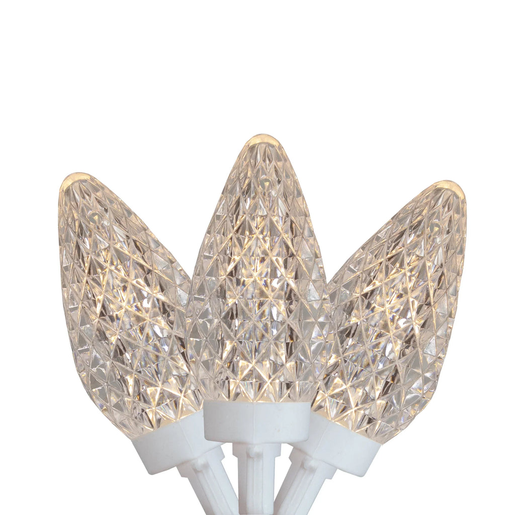 Northlight 100 Count Warm Ivory LED Faceted C9 Christmas Lights - 41 ft Ivory Wire
