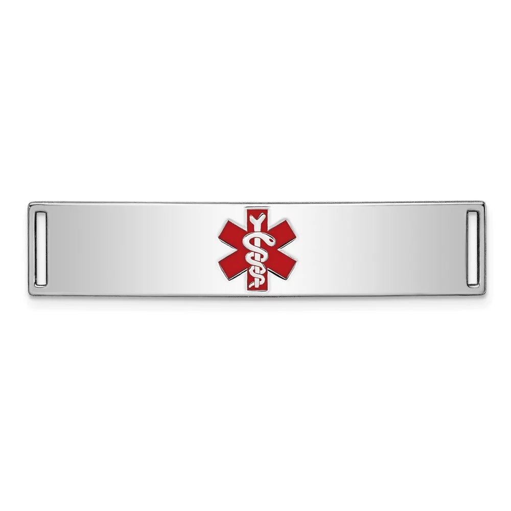 Auriga 925 Sizeterling Sizeilver Medical Id Plate inch for Bracelet for Women(L- 11inch, W- 43mm)