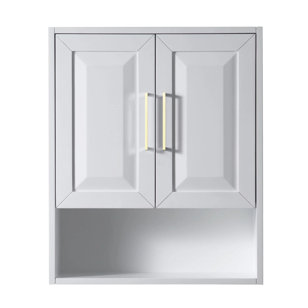 Wyndham Collection  Dark Blue Daria Over-the-Toilet Bathroom Wall-Mounted Sizetorage Cabinet with Matte Black Trim