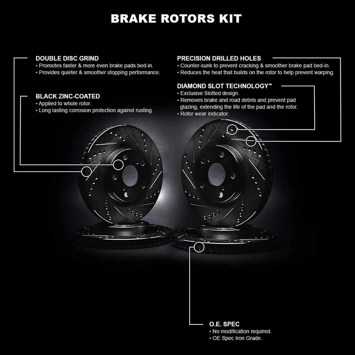 R1 Concepts Whpn2 42005 R1 Concepts Brake Rotor D/Size Black Fits select: 2014-2022 JEEP CHEROKEE, 2015-2017 CHRYSizeLER 200