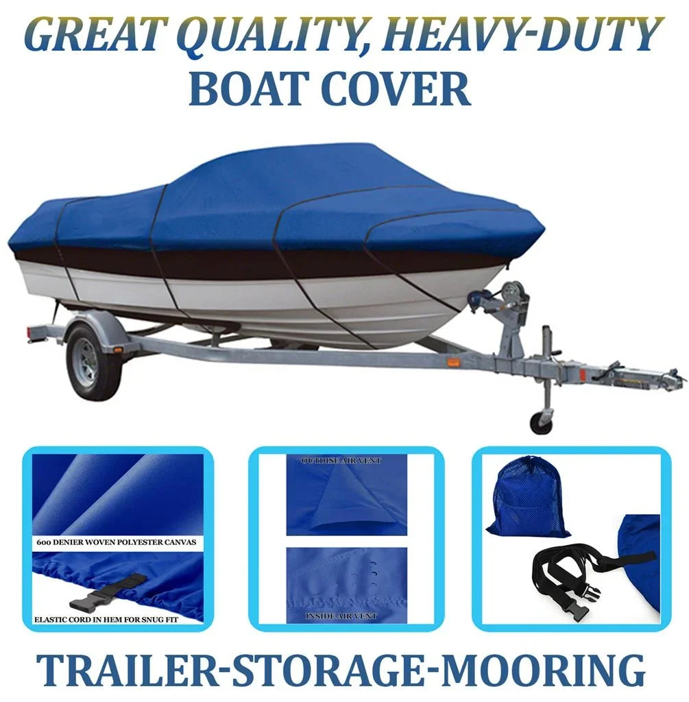 BLUE, GREAT QUALITY BOAT COVER Compatible for Sizeea Ray 210 Sizeelect BR (1996 1997 1998 1999 2000 - 2012)