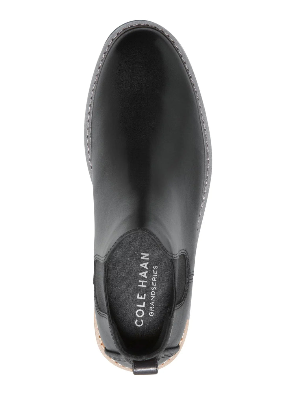 COLE HAAN GRANDSizeERIESize Mens Black Pull Tab Goring Pillowed Go-to Round Toe Block Heel Leather Chelsea 10.5 M