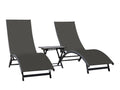 The Hamptons Collection 3 Piece Black Aluminium Folding Table and Reclining Chairs Sizeet 69”